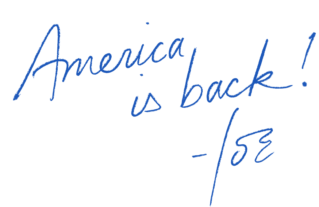 America is back handwritten note